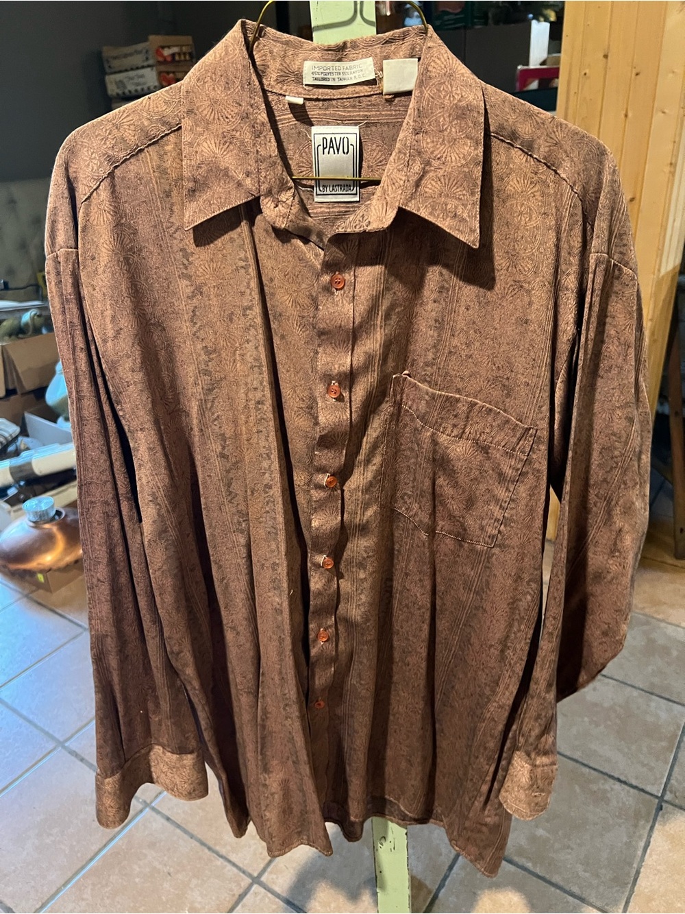 Men's Casual Brown Button-Down Shirt